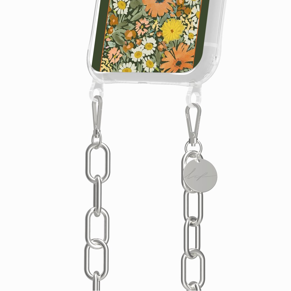 Coque Anneaux Imprimee Foulard Fleurs Oranges - 84