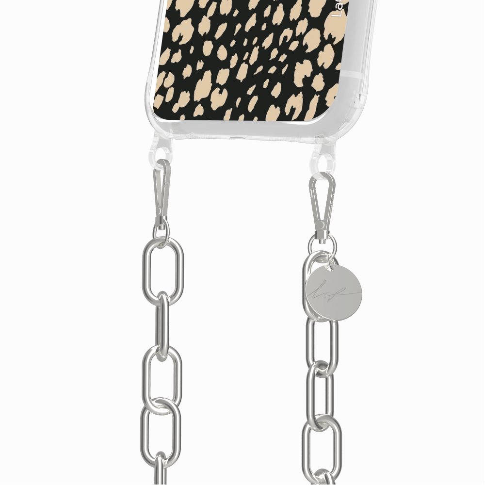 Coque Anneaux Imprimee Leopard Noir Et Beige