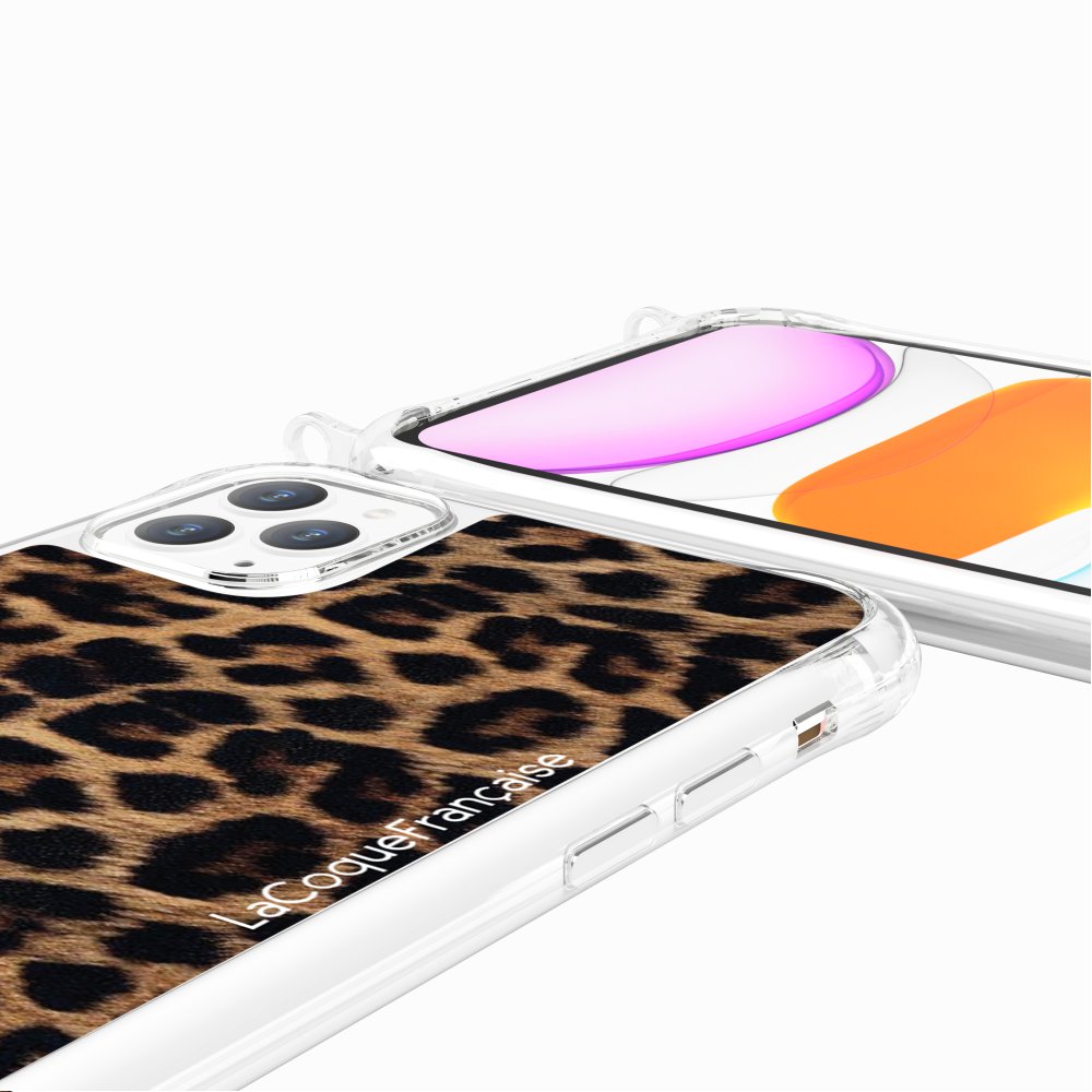 Coque Anneaux Imprimee Leopard Noir Et Brun - 83