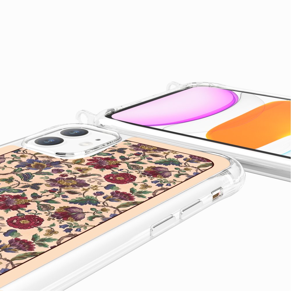 Coque Anneaux Imprimee Foulard Fleurs Rouges - 89