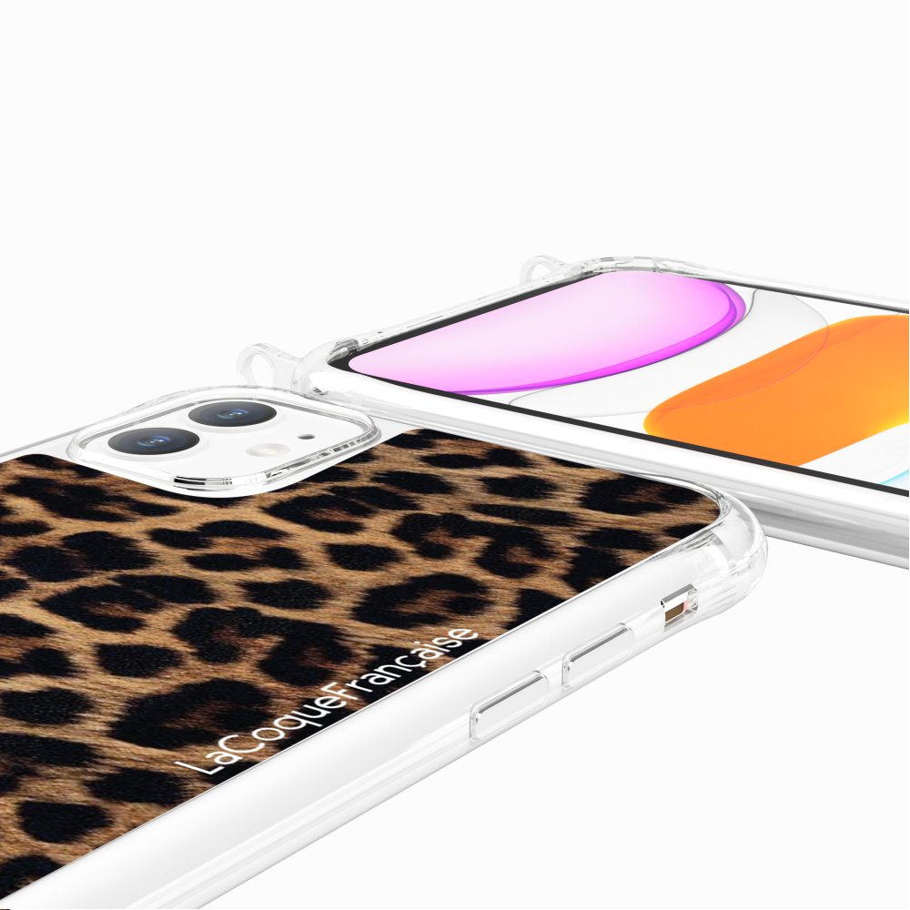 Coque Anneaux Imprimee Leopard Noir Et Brun - 89