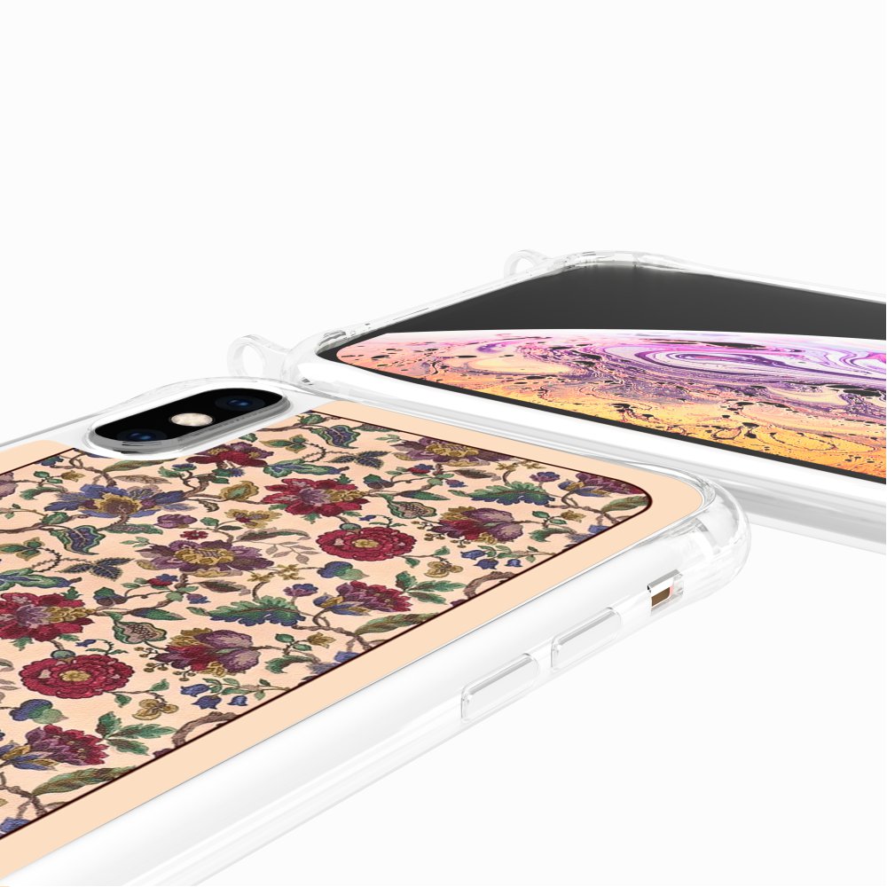 Coque Anneaux Imprimee Foulard Fleurs Rouges - 92