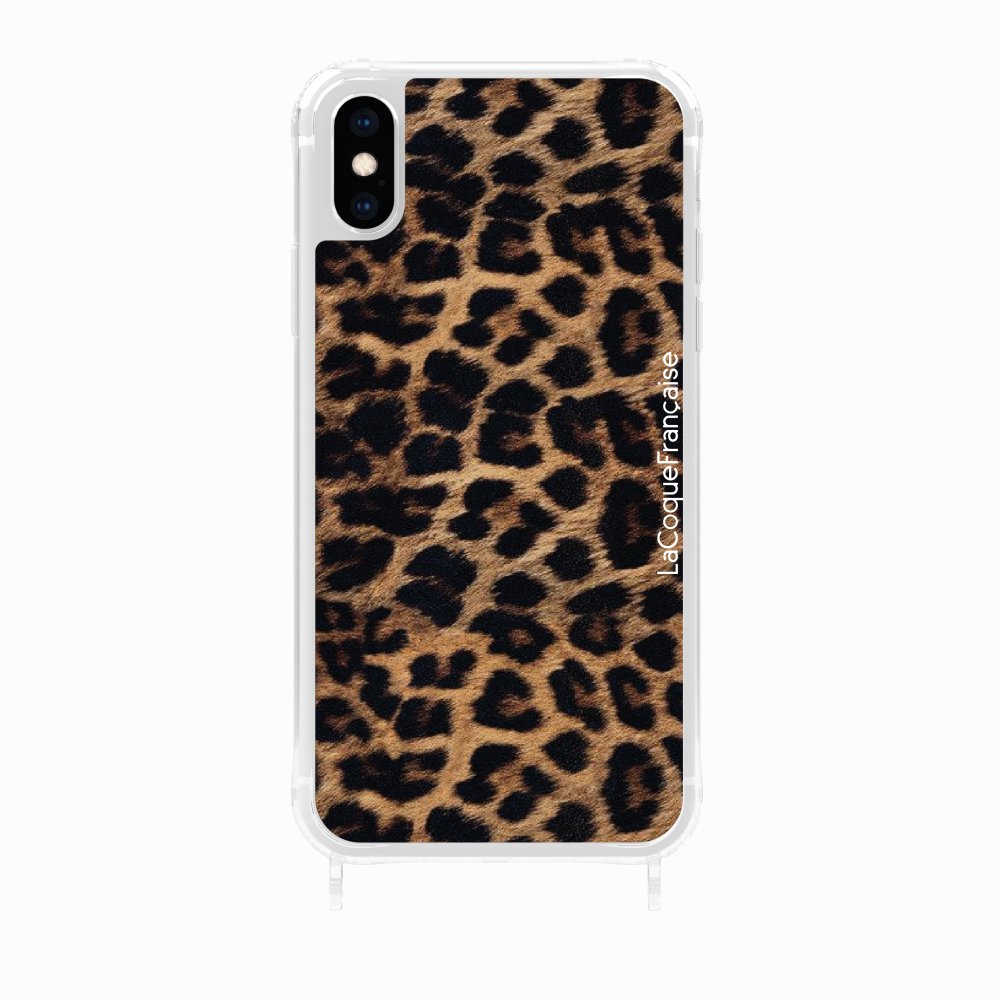 Coque Anneaux Imprimee Leopard Noir Et Brun