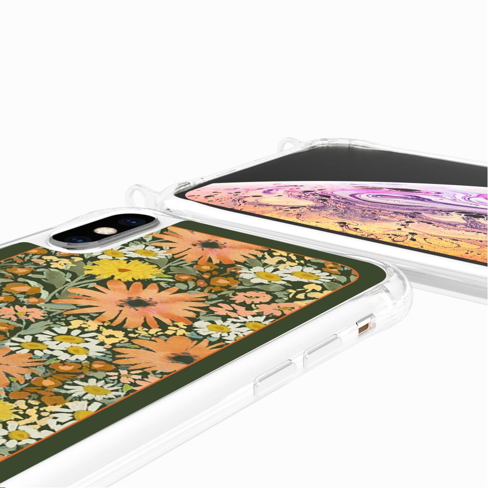 Coque Anneaux Imprimee Foulard Fleurs Oranges - 95
