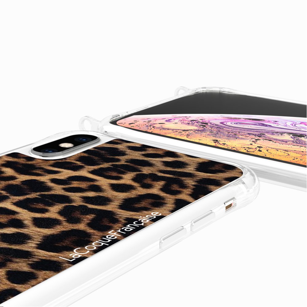Coque Anneaux Imprimee Leopard Noir Et Brun - 95