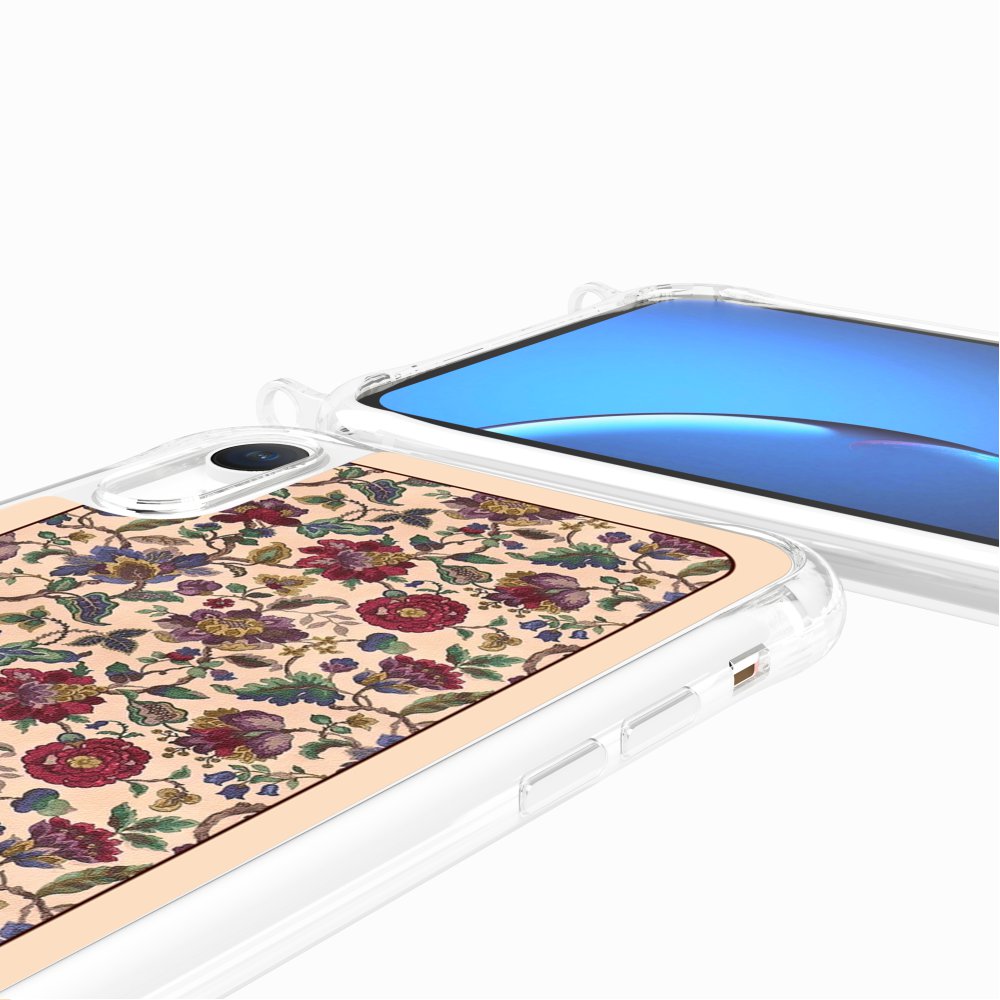 Coque Anneaux Imprimee Foulard Fleurs Rouges - 98