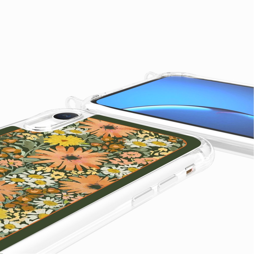 Coque Anneaux Imprimee Foulard Fleurs Oranges - 98