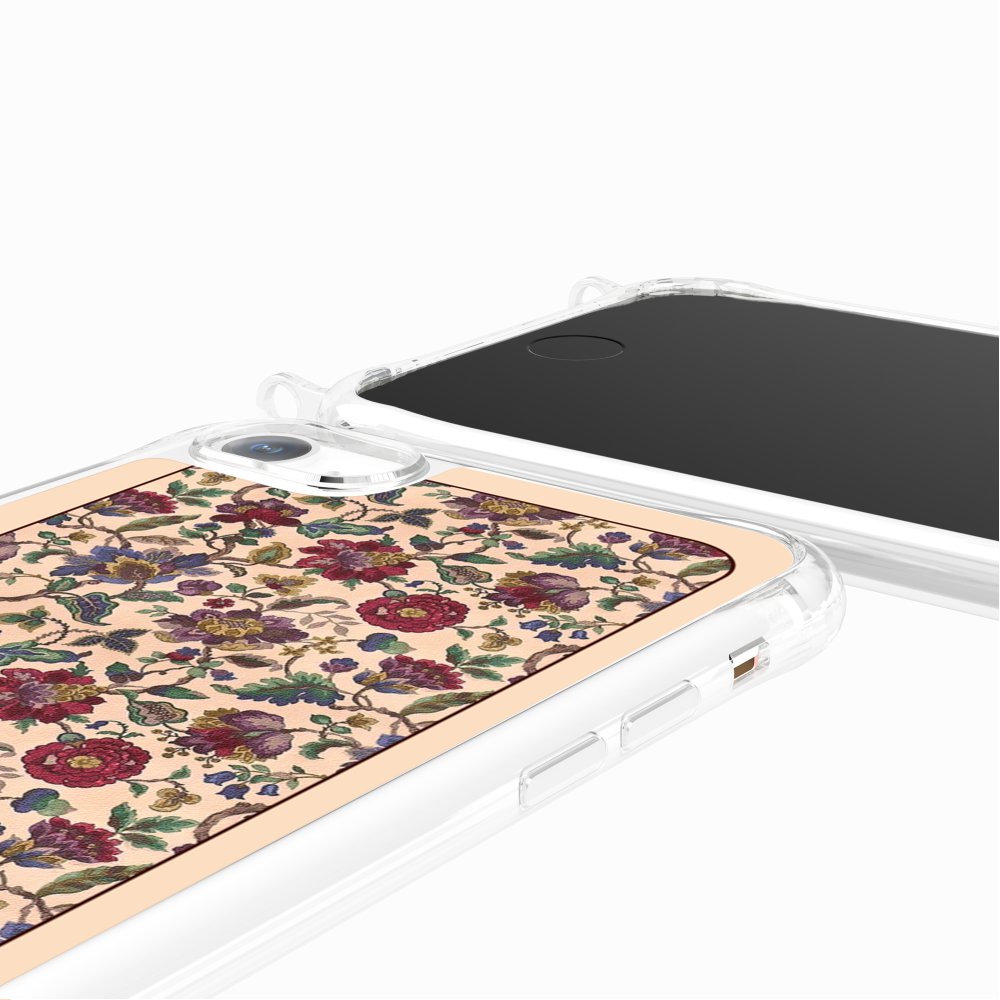 Coque Anneaux Imprimee Foulard Fleurs Rouges - 101