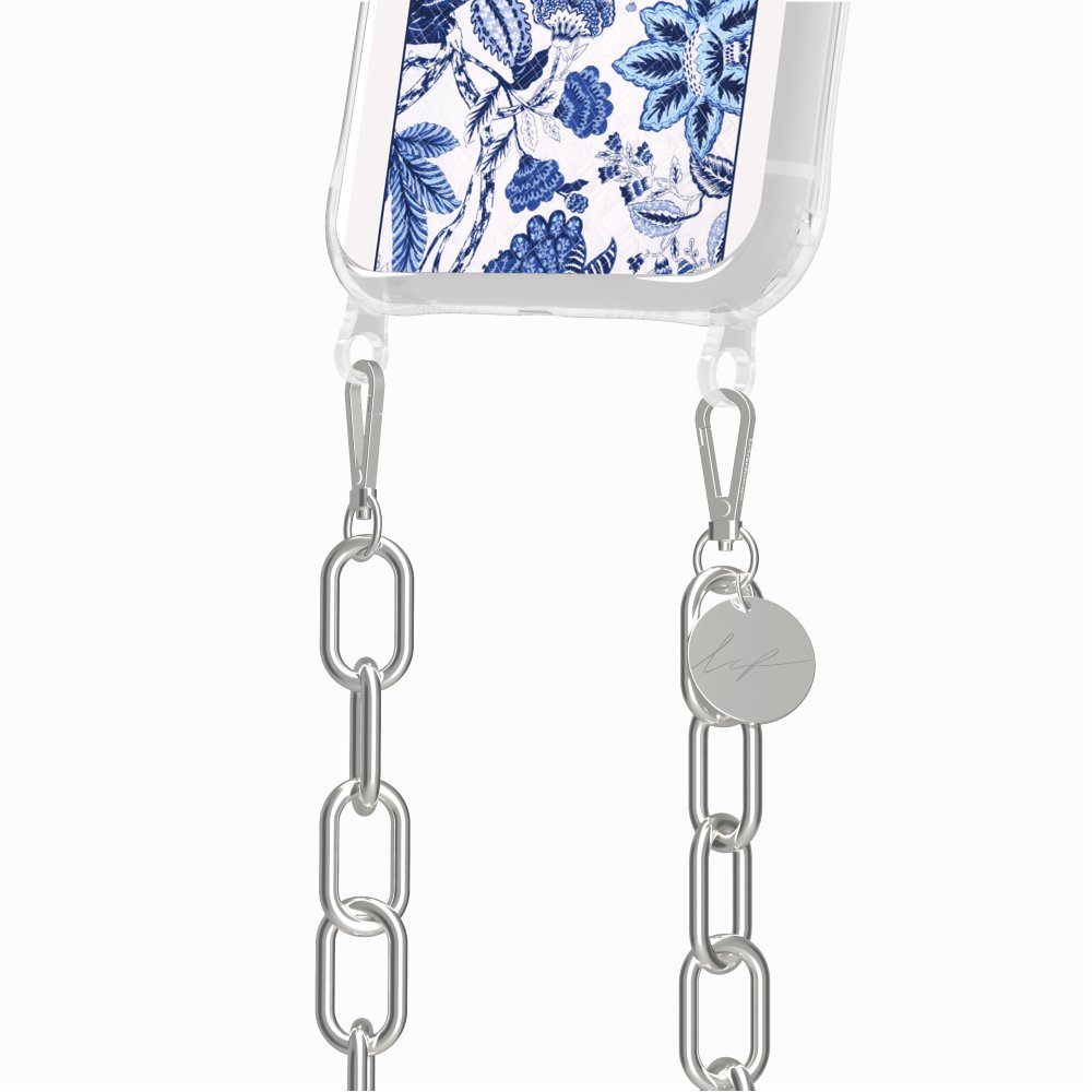 Coque Anneaux Imprimee Foulard Fleurs Bleues - 102