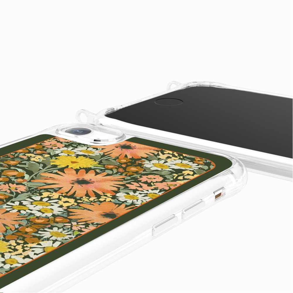Coque Anneaux Imprimee Foulard Fleurs Oranges - 101