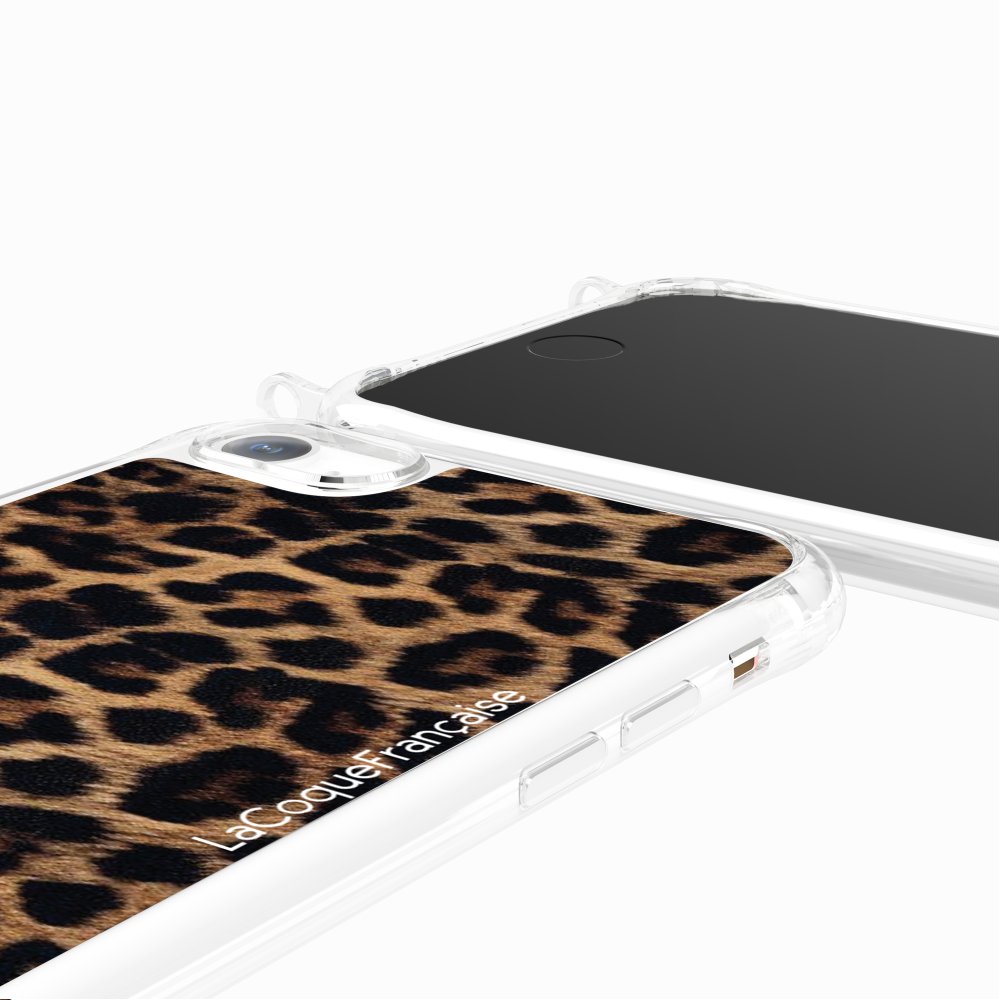 Coque Anneaux Imprimee Leopard Noir Et Brun - 101