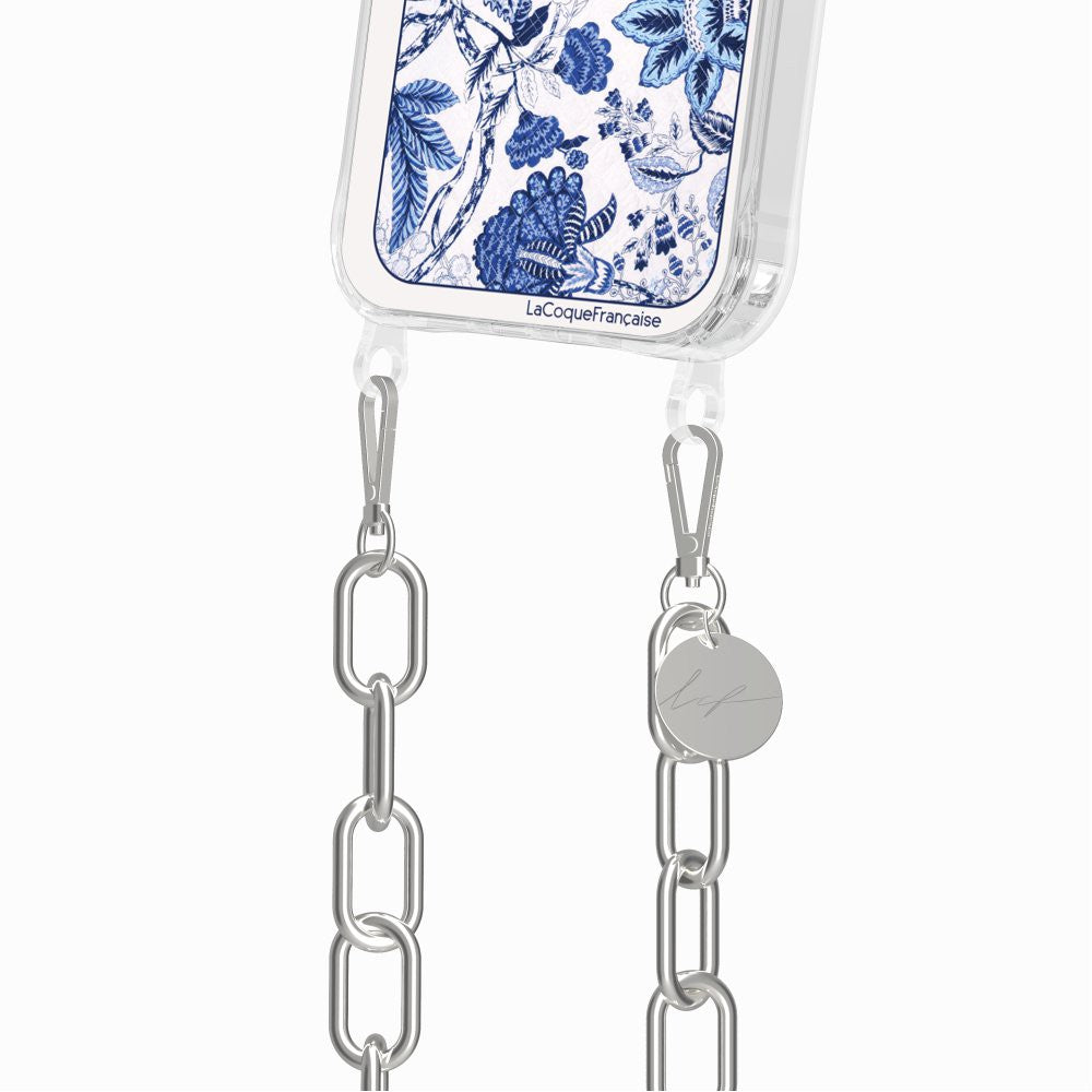 Coque Anneaux Imprimee Foulard Fleurs Bleues - 48