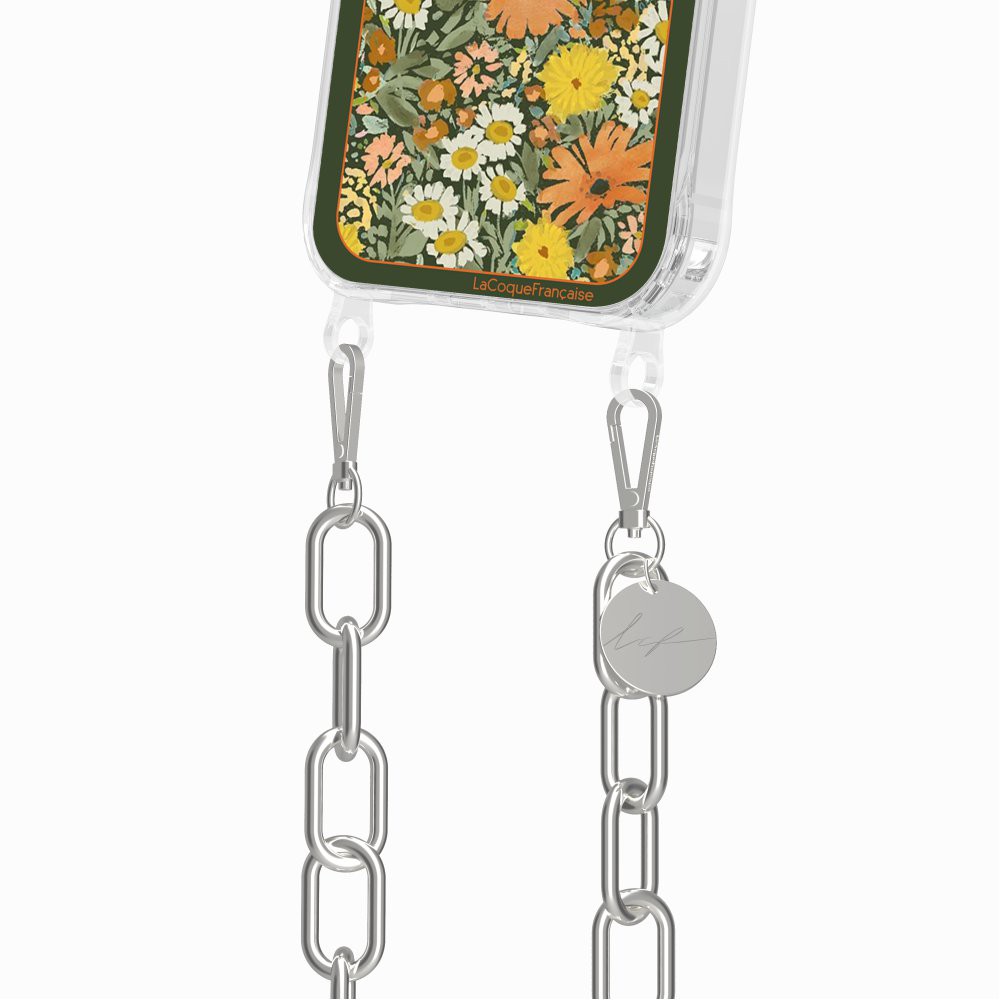 Coque Anneaux Imprimee Foulard Fleurs Oranges - 42