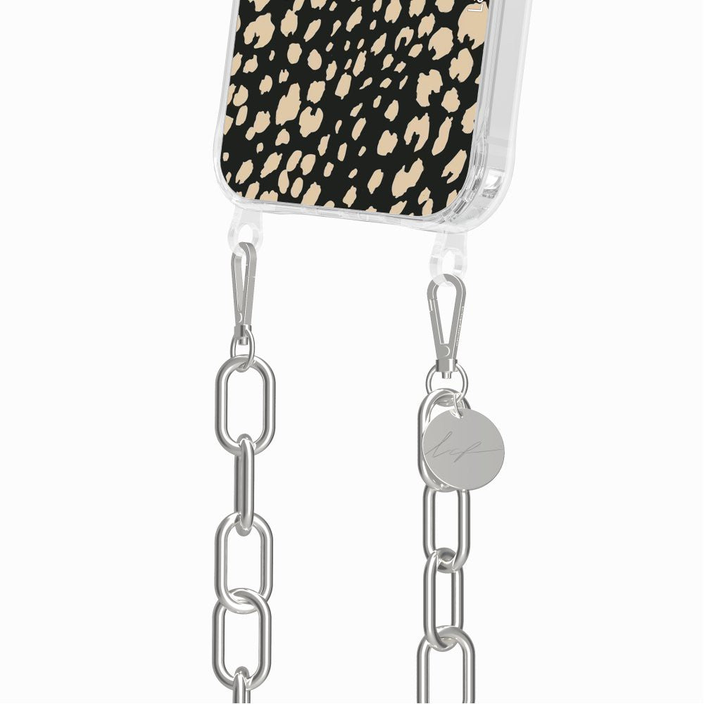 Coque Anneaux Imprimee Leopard Noir Et Beige