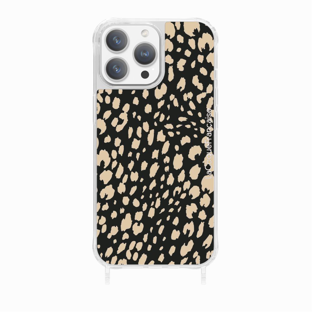 Coque Anneau Leopard Noir Et Beige