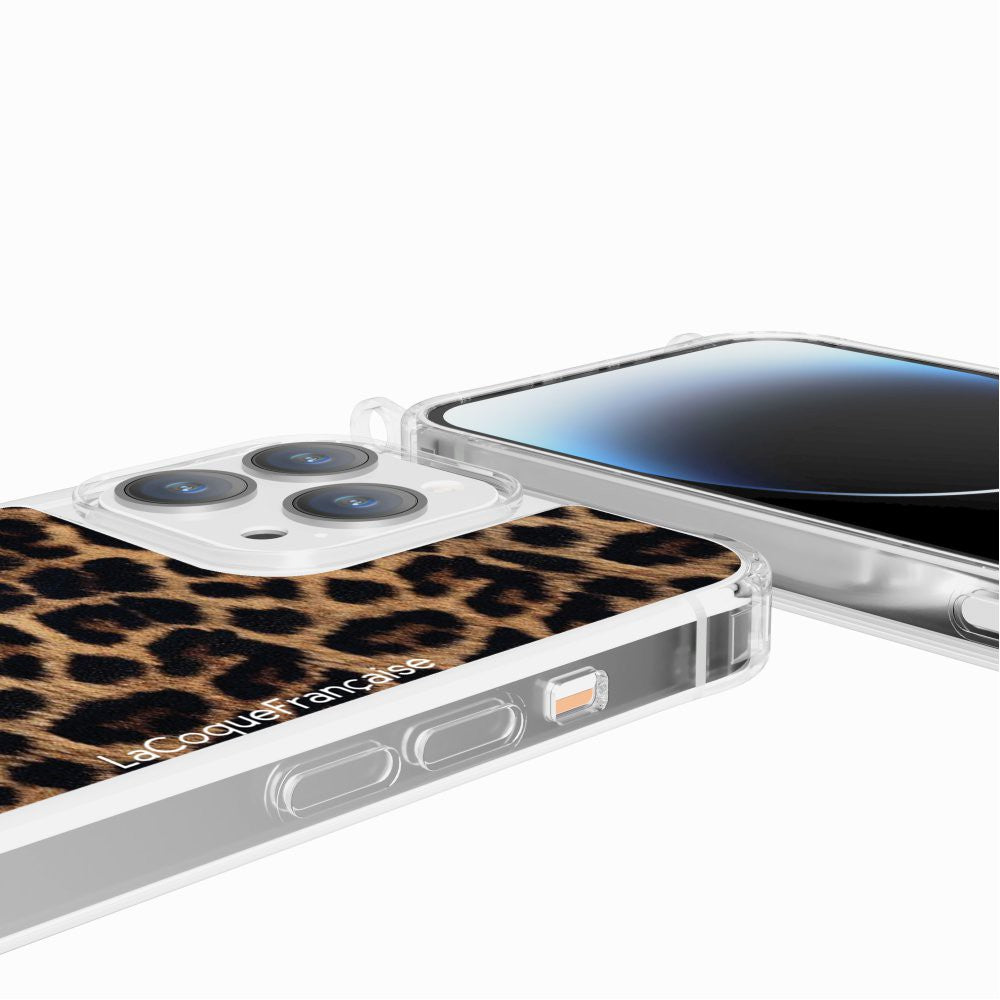 Coque Anneaux Imprimee Leopard Noir Et Brun - 41