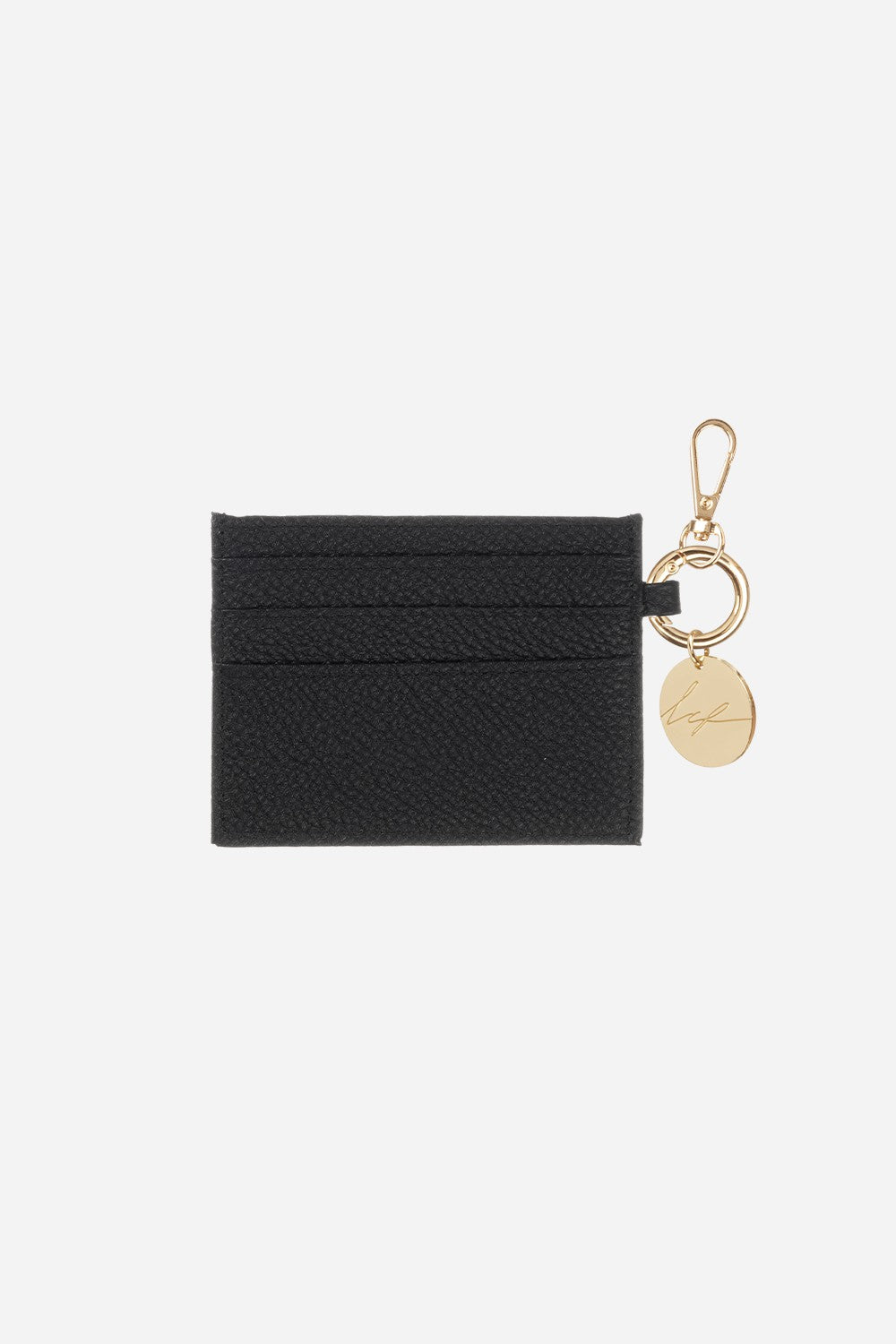 Card Holder With Carabiner Black Leather