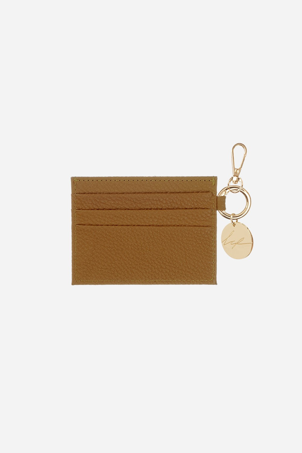 Card Holder With Carabiner Camel Leather