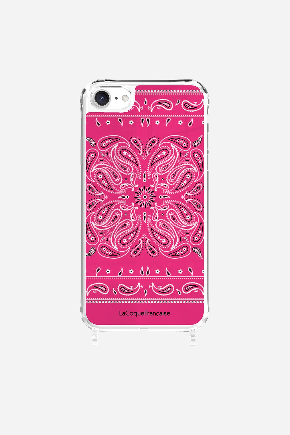 Coque Anneaux Imprimee Bandana Rose Fluo