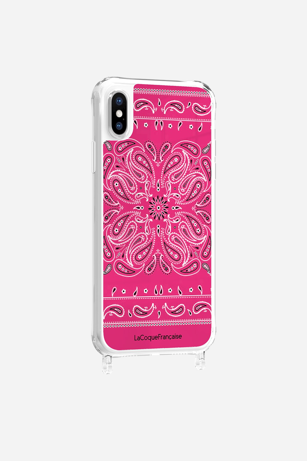 Coque Anneaux Imprimee Bandana Rose Fluo