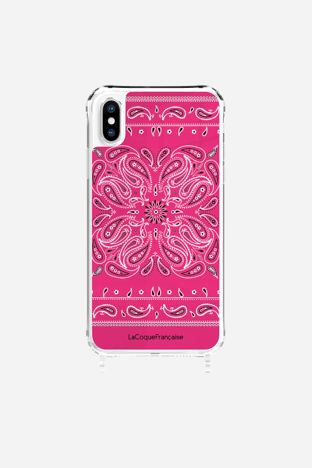 Coque Anneaux Imprimee Bandana Rose Fluo