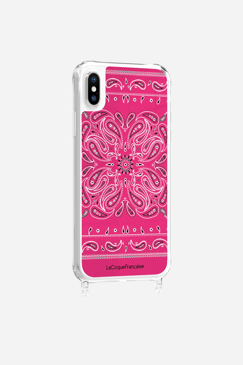 Coque Anneaux Imprimee Bandana Rose Fluo