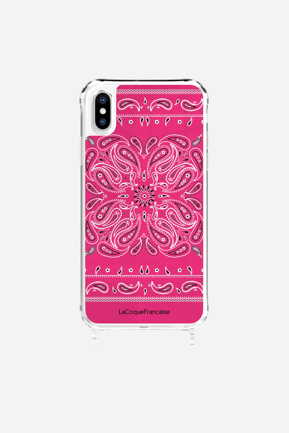 Coque Anneaux Imprimee Bandana Rose Fluo