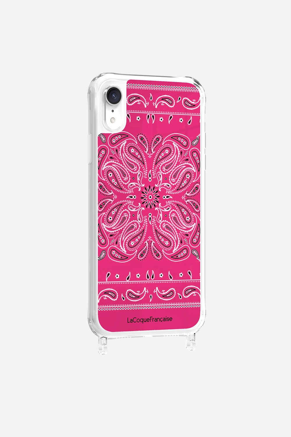 Coque Anneaux Imprimee Bandana Rose Fluo