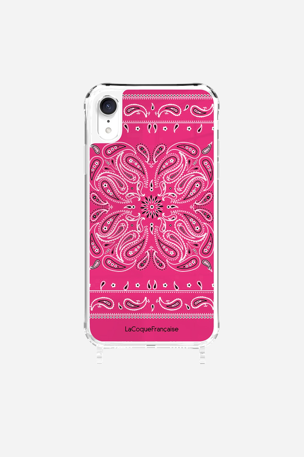 Coque Anneaux Imprimee Bandana Rose Fluo