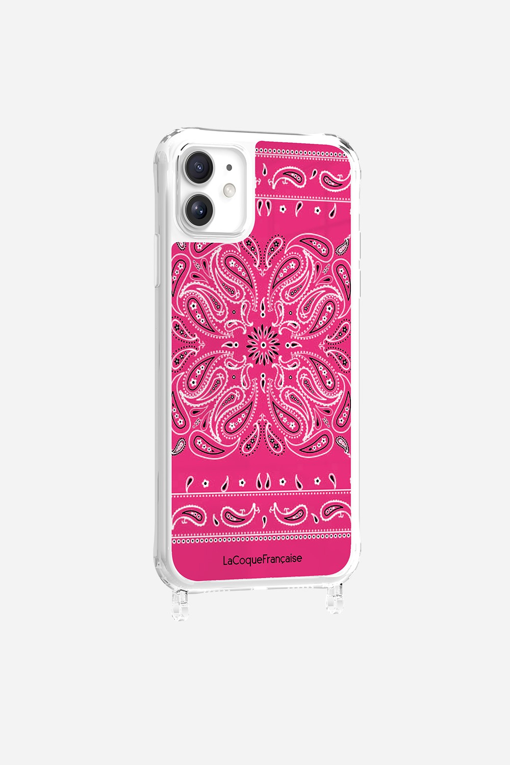 Coque Anneaux Imprimee Bandana Rose Fluo