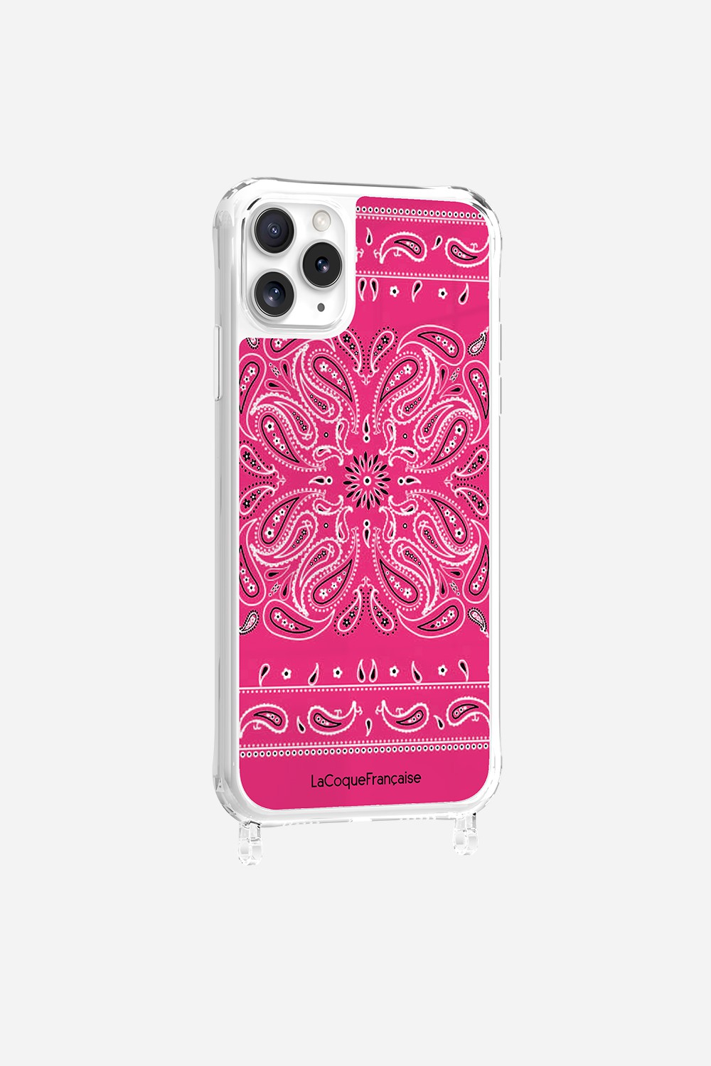 Coque Anneaux Imprimee Bandana Rose Fluo