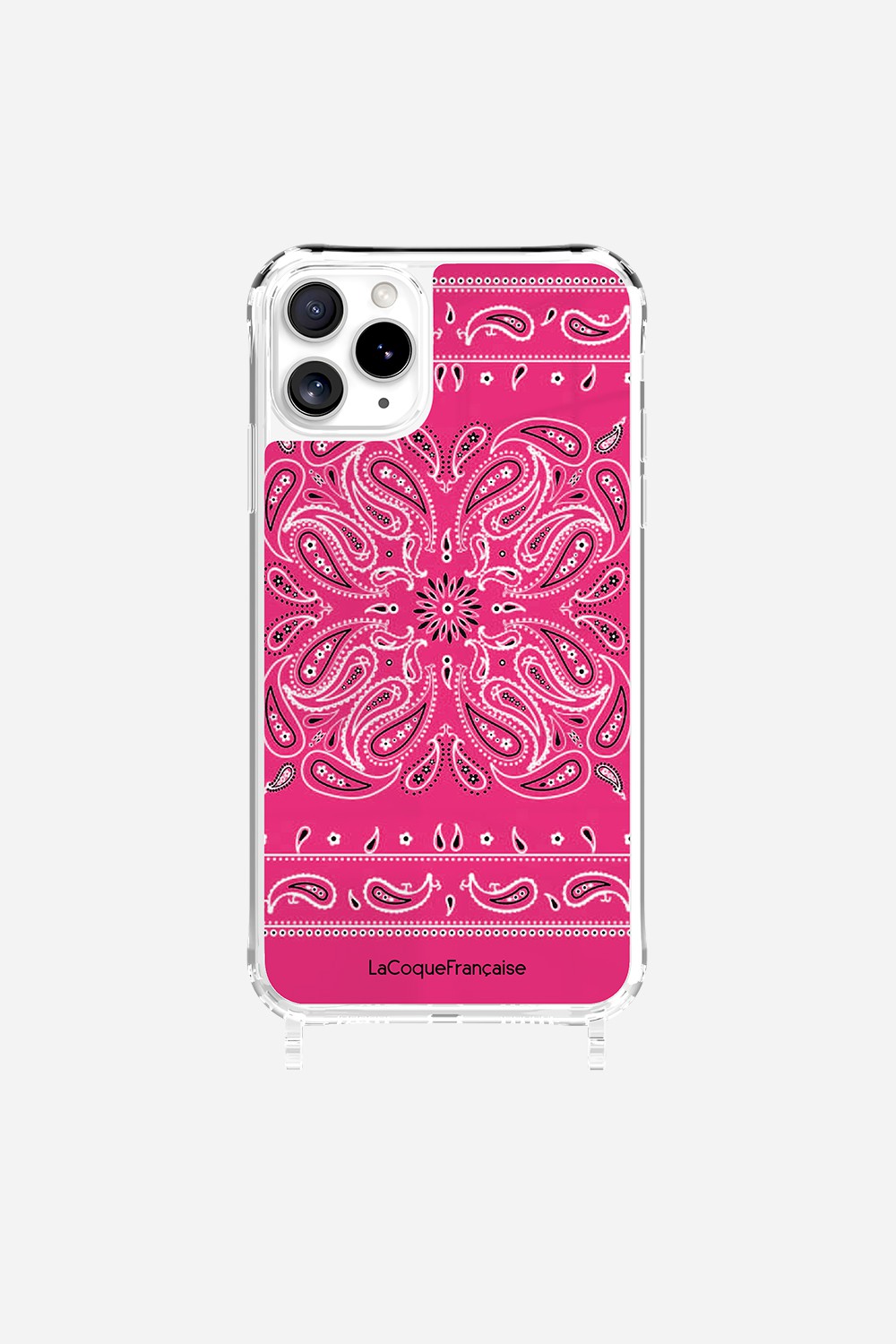 Coque Anneaux Imprimee Bandana Rose Fluo