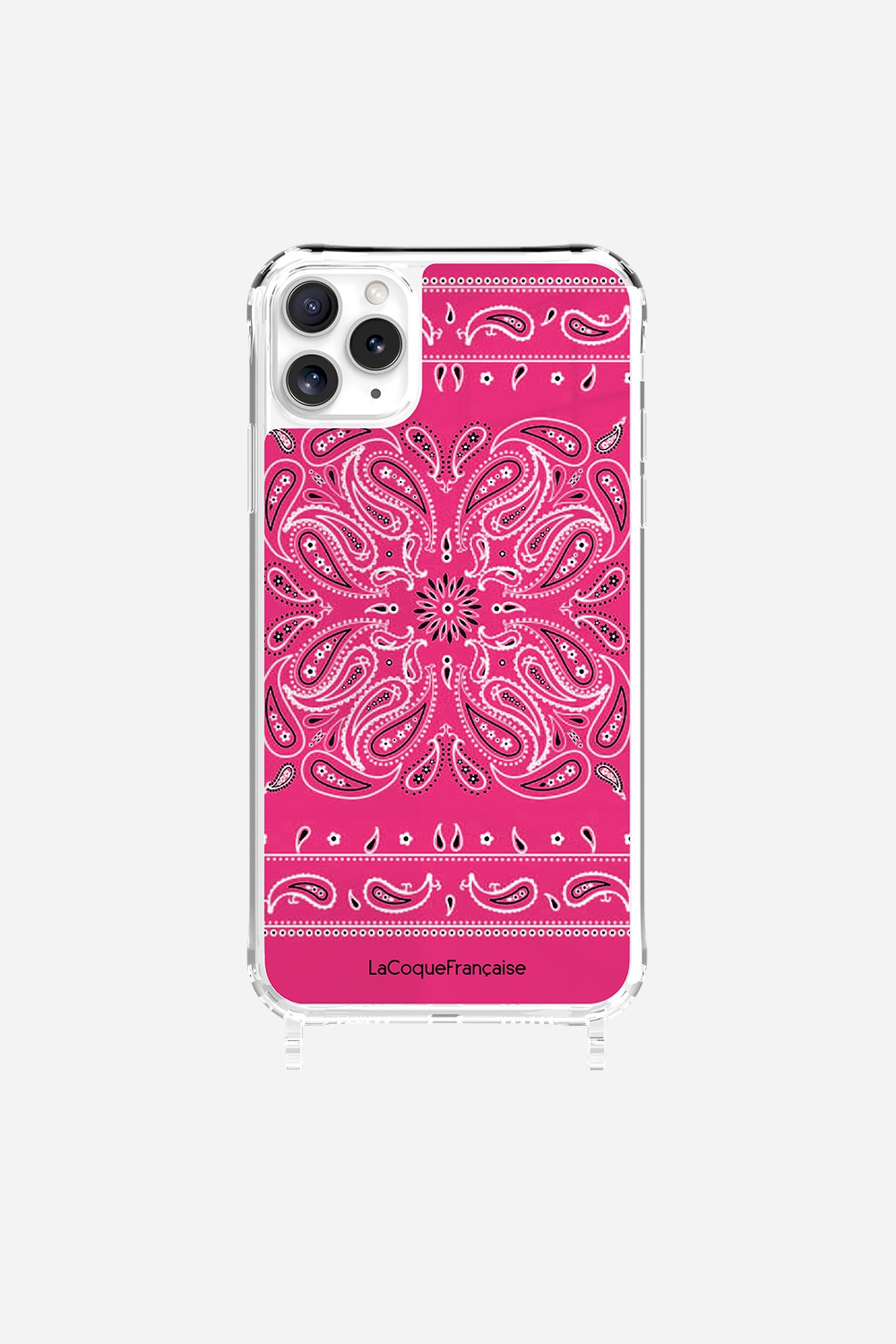 Coque Anneaux Imprimee Bandana Rose Fluo