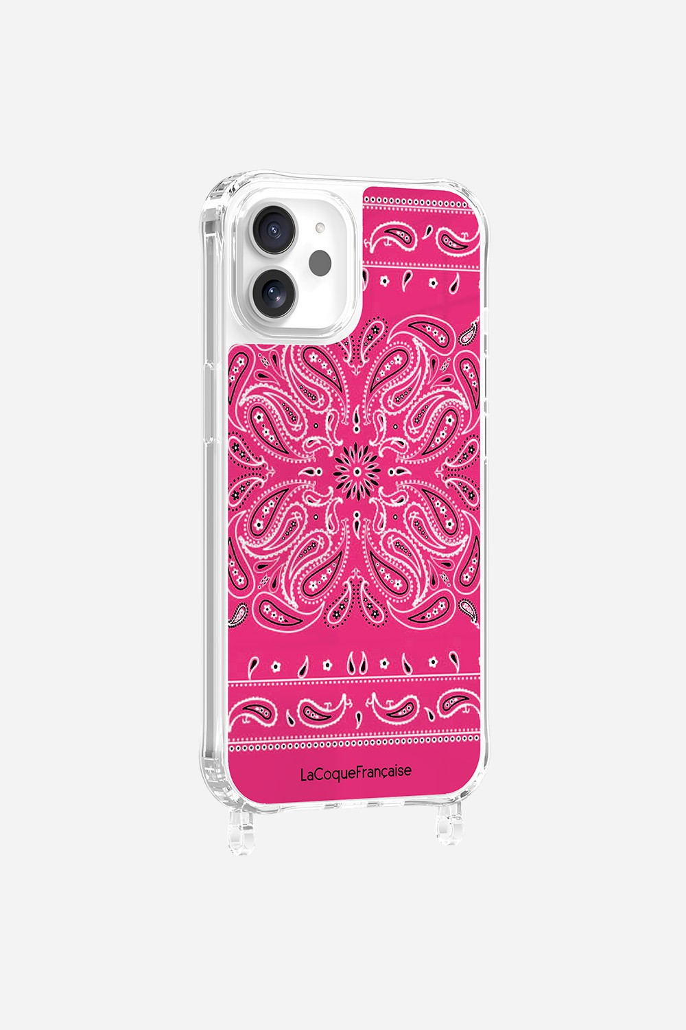 Coque Anneaux Imprimee Bandana Rose Fluo