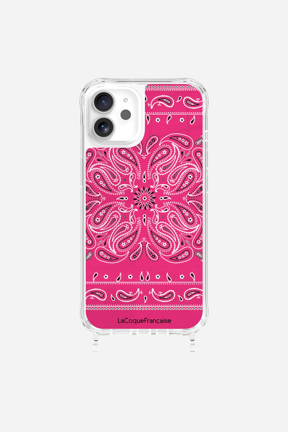 Coque Anneaux Imprimee Bandana Rose Fluo