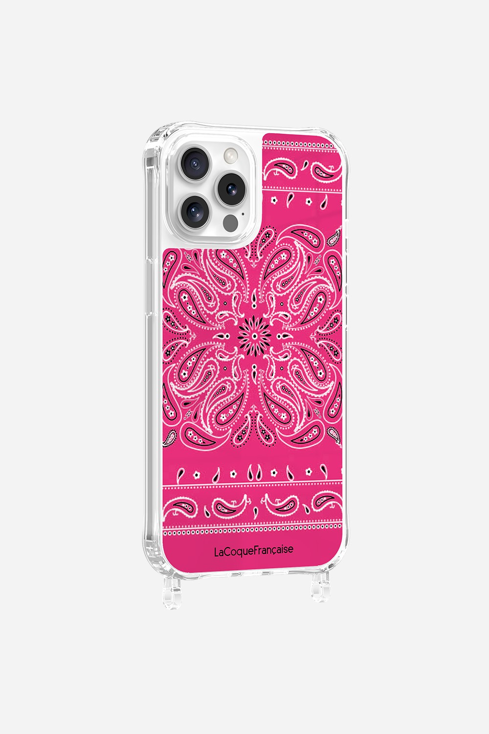 Coque Anneaux Imprimee Bandana Rose Fluo