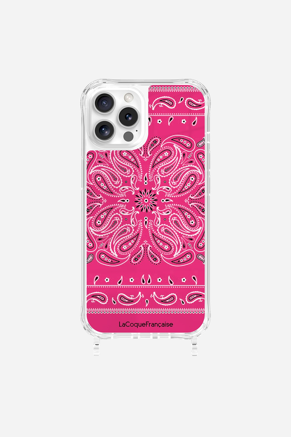Coque Anneaux Imprimee Bandana Rose Fluo