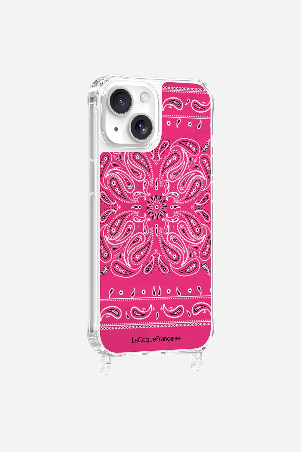 Coque Anneaux Imprimee Bandana Rose Fluo