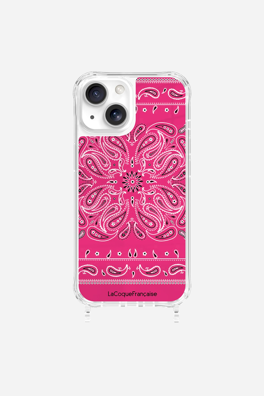 Coque Anneaux Imprimee Bandana Rose Fluo