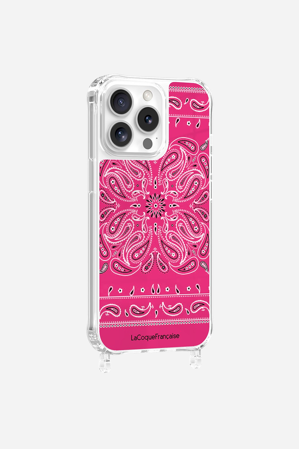 Coque Anneaux Imprimee Bandana Rose Fluo