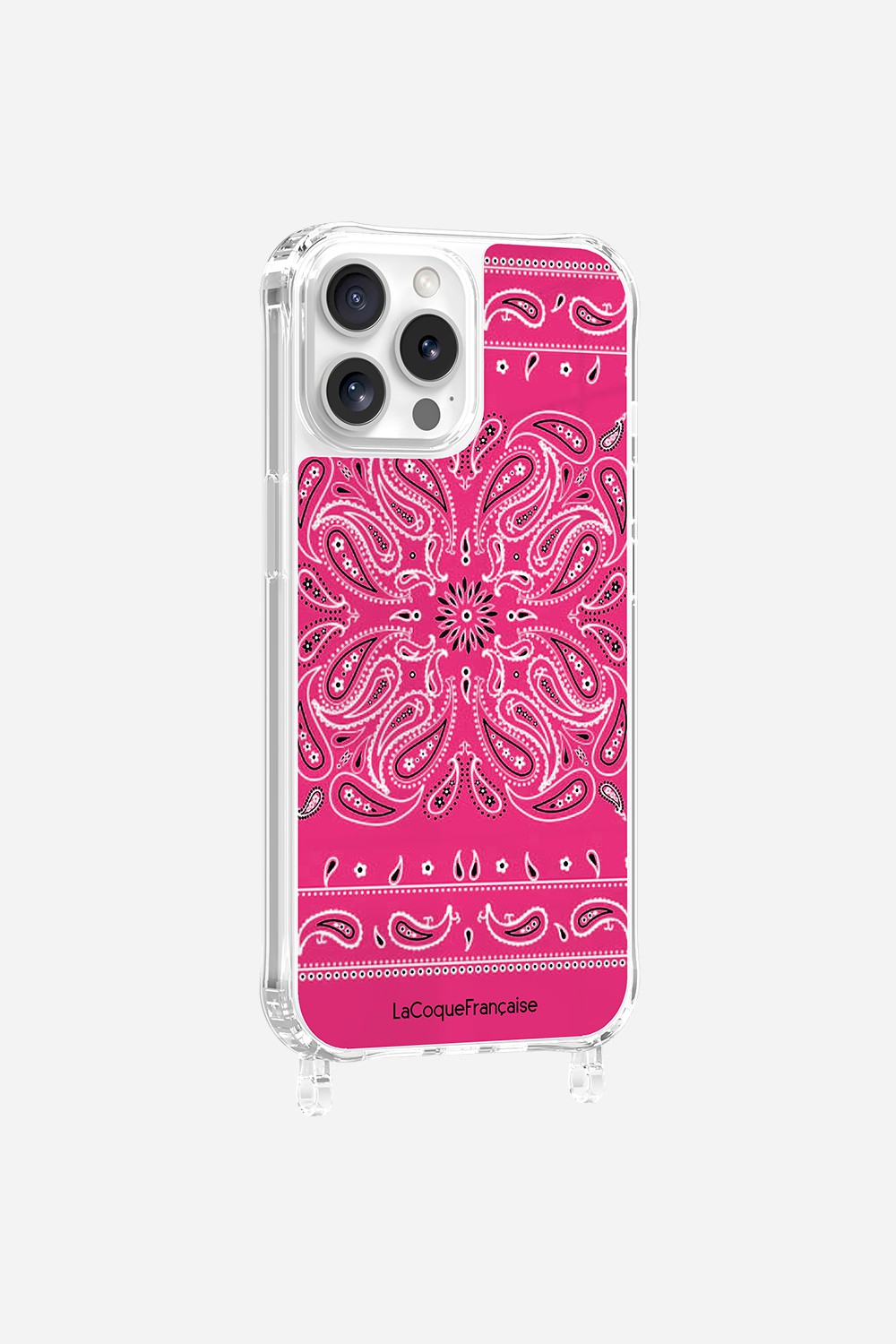 Coque Anneaux Imprimee Bandana Rose Fluo