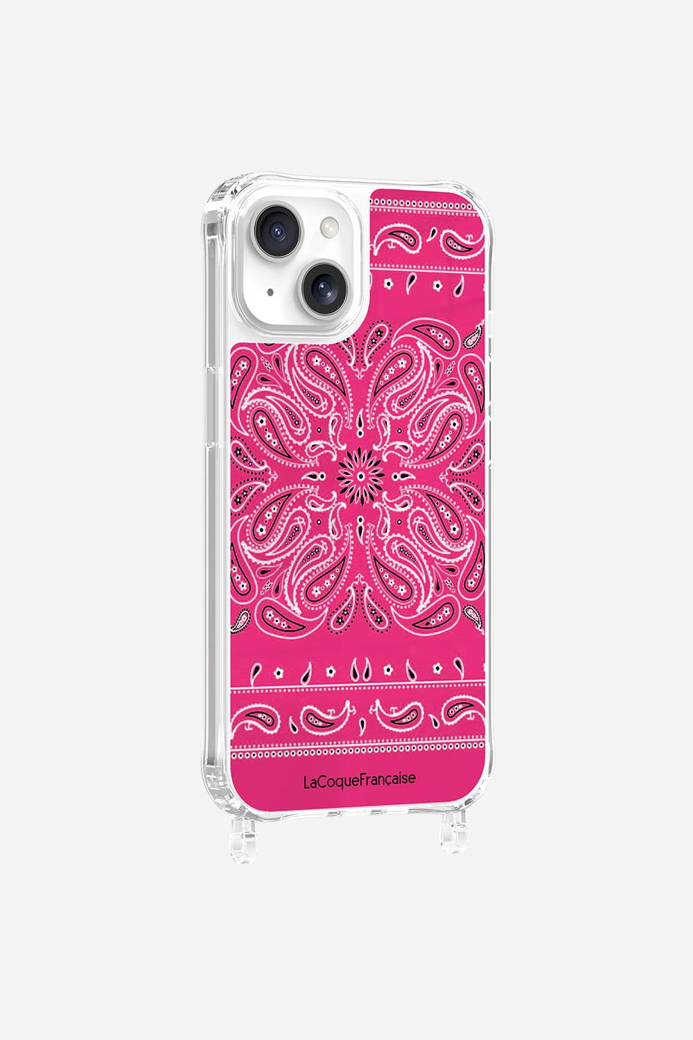Coque Anneaux Imprimee Bandana Rose Fluo