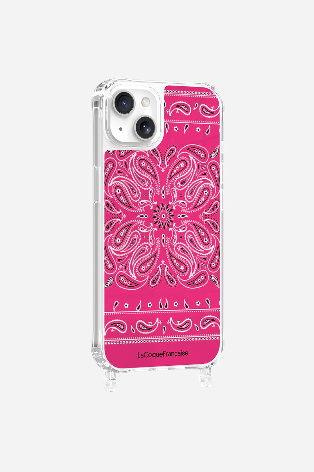 Coque Anneaux Imprimee Bandana Rose Fluo