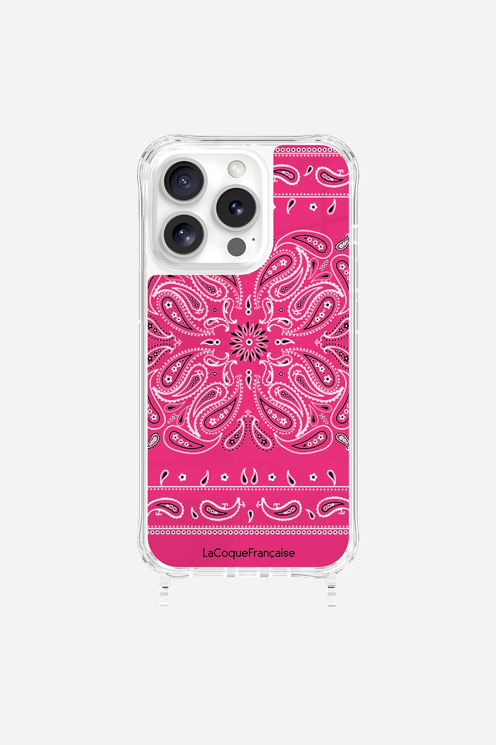 Coque Anneaux Imprimee Bandana Rose Fluo