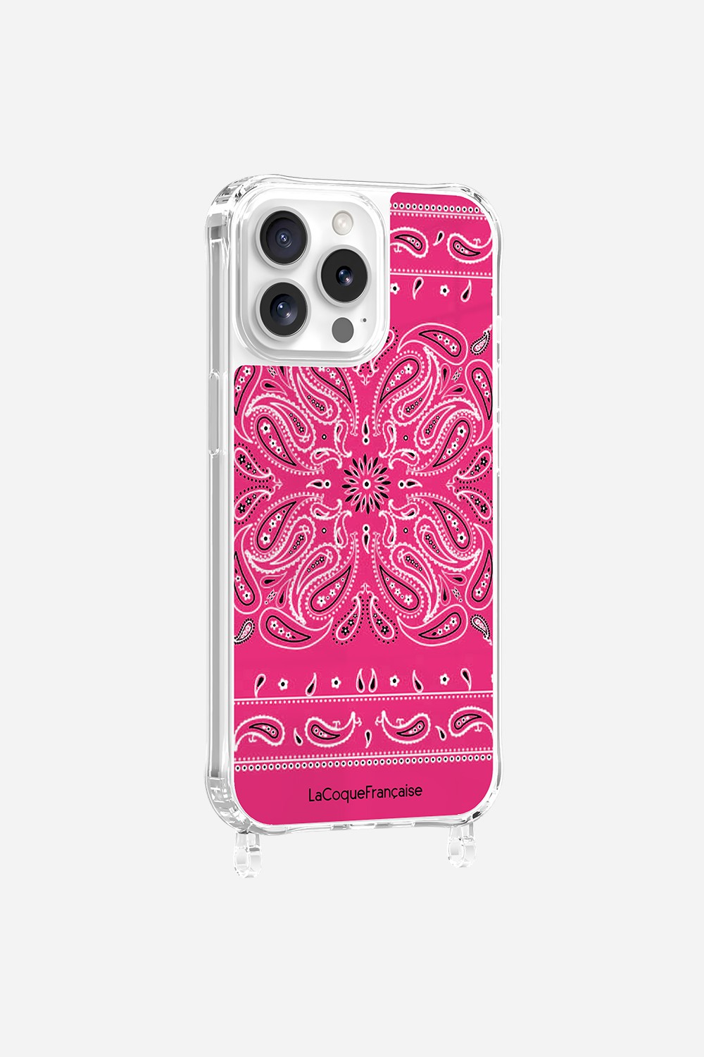 Coque Anneaux Imprimee Bandana Rose Fluo