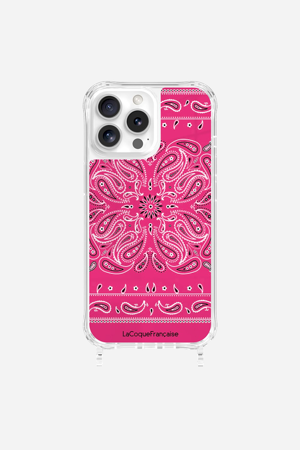 Coque Anneaux Imprimee Bandana Rose Fluo