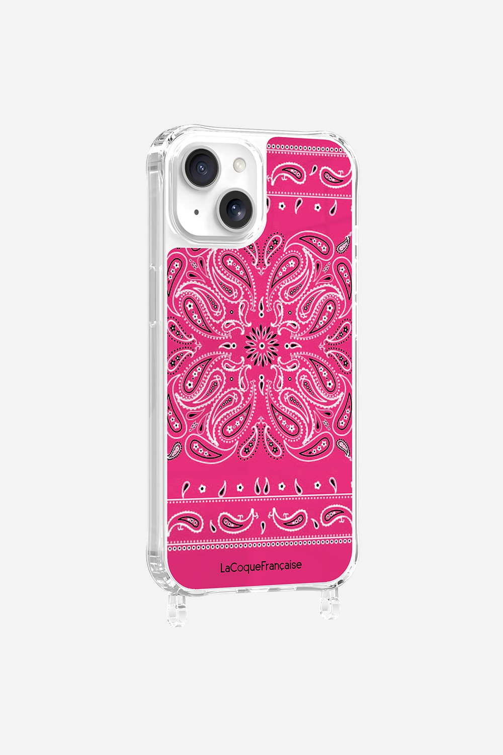 Coque Anneaux Imprimee Bandana Rose Fluo