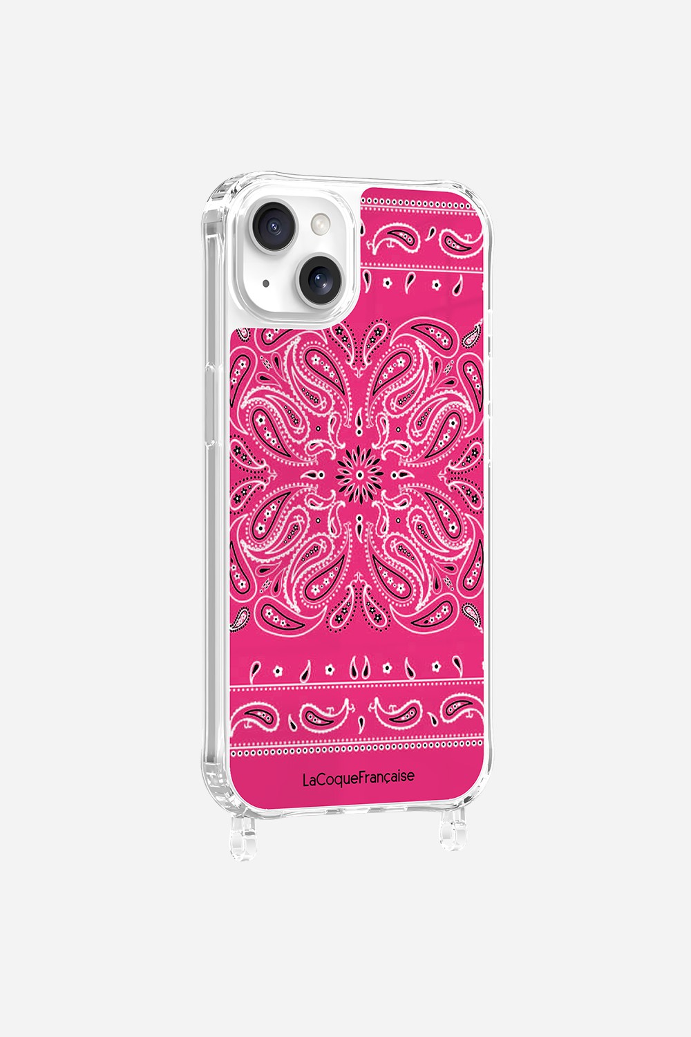 Coque Anneaux Imprimee Bandana Rose Fluo