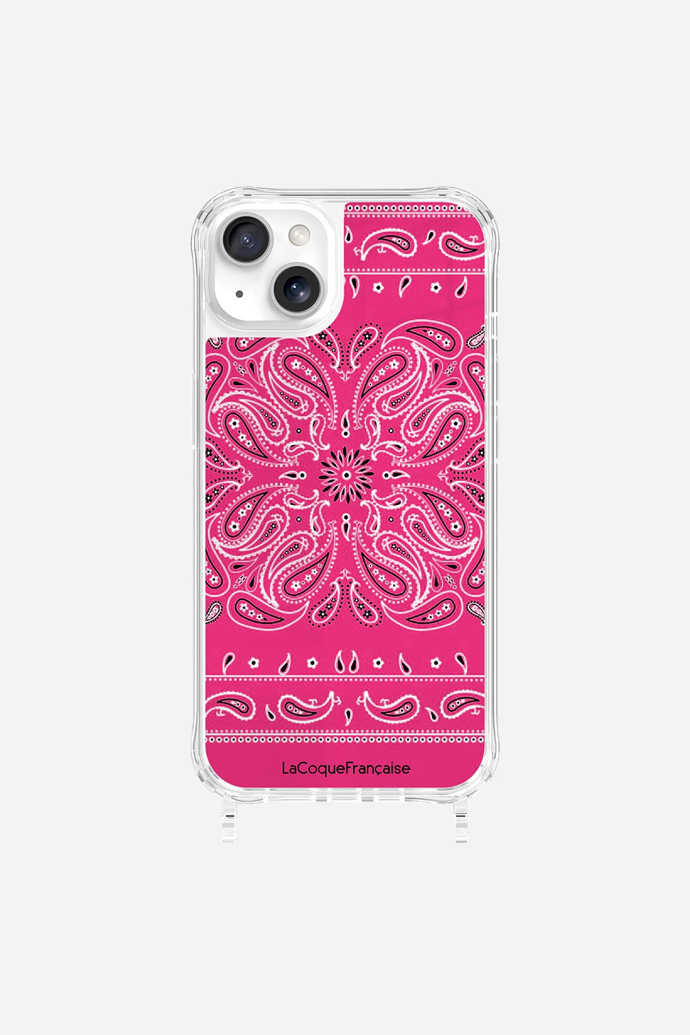 Coque Anneaux Imprimee Bandana Rose Fluo