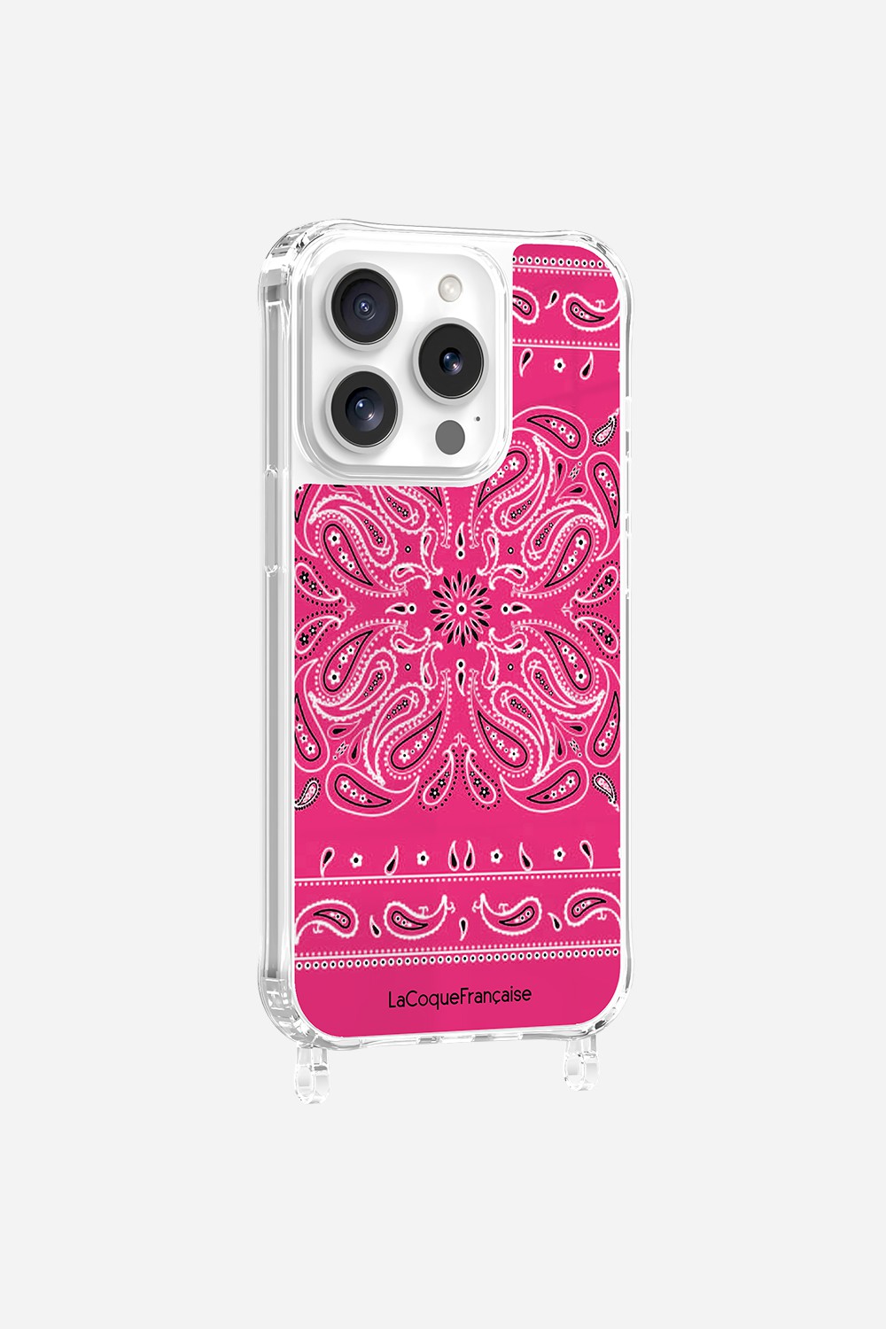 Coque Anneaux Imprimee Bandana Rose Fluo